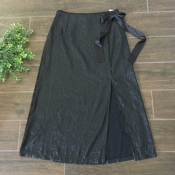 New Sexy faux wrap sequin midi skirt size Small - Picture 2 of 7